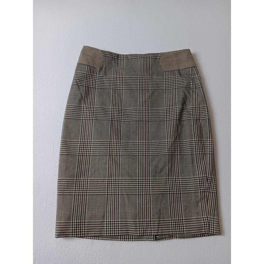 The Limited‎ Womens Brown Glen Plaid Pencil Skirt Career Office Size 0 S14M4369